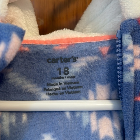 Carters Baby Girl Full Zip Fleece with Hood - Size 18M - Picture 7 of 9